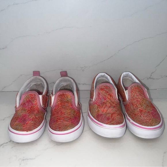 VANS Slip-On V Toddler Sneakers - Rose Camo Pink Floral Size 8.5 & 10.5 - Picture 7 of 14